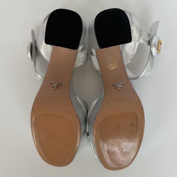 Prada Silver Criss Cross Platform Sandals - Picture 7 of 9